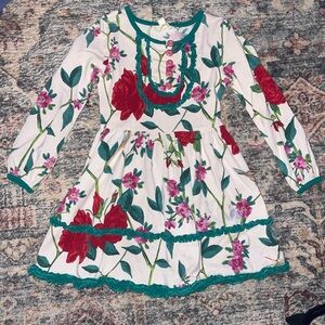 Matilda Jane Floral Dress with Red and Green
